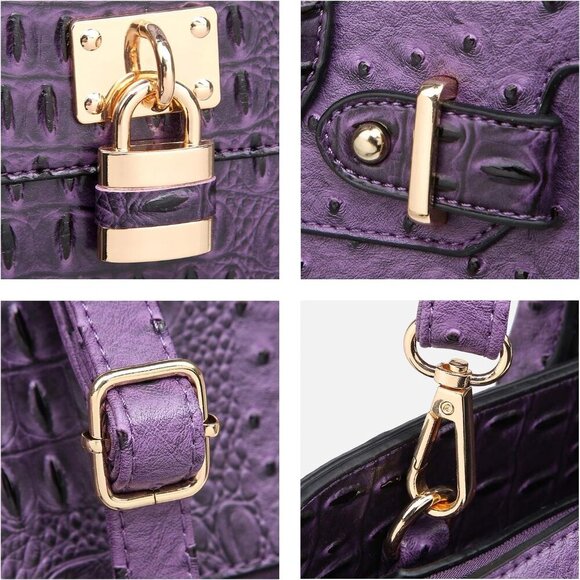 Women Handbags Faux Leather Large Tote With Matching Clutch for Work & Travel - Picture 4 of 6